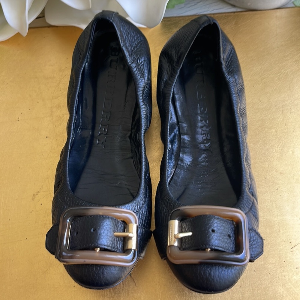 Burberry Black Leather Ballet Flats - Picture 2 of 14